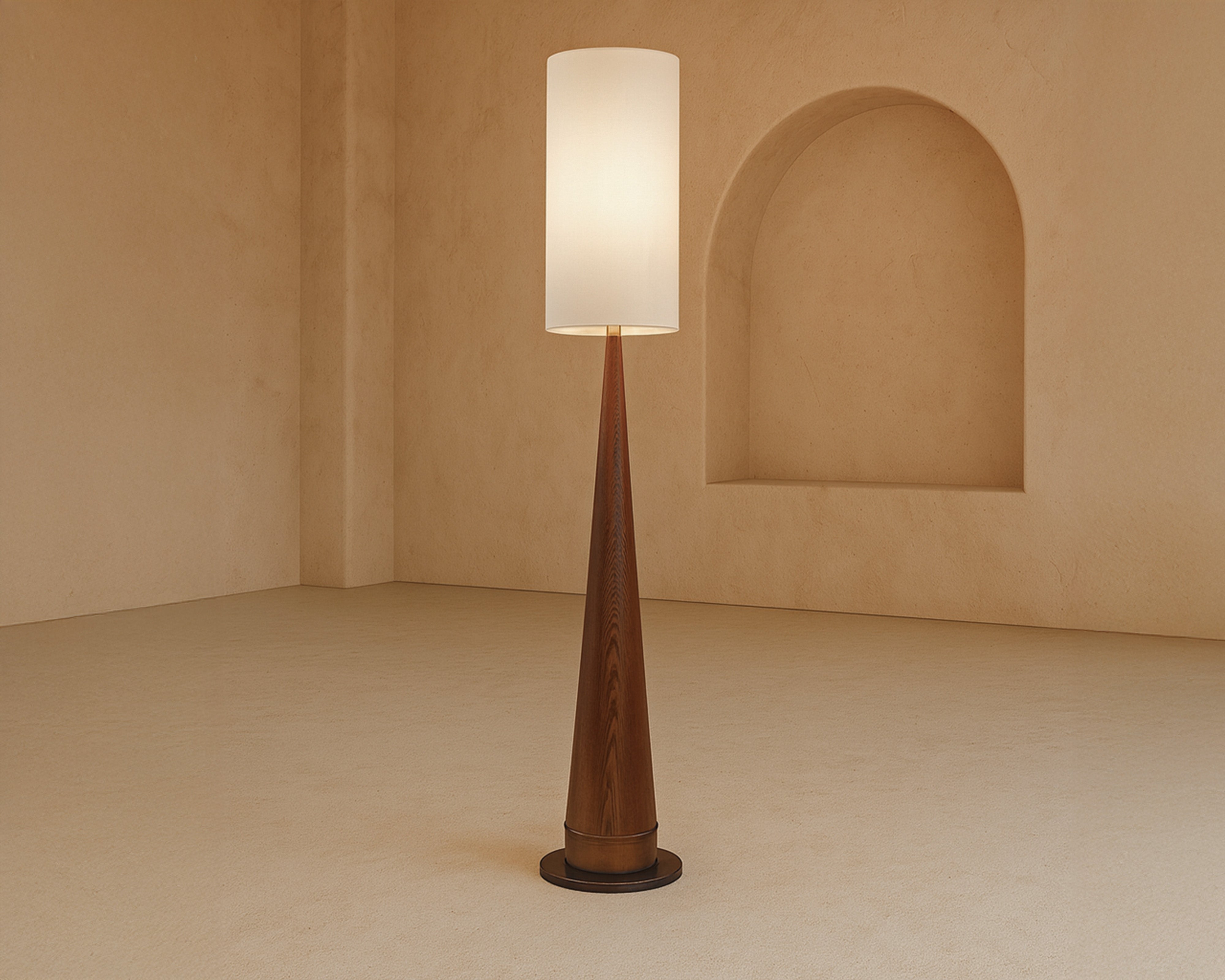 Velta Floor Lamp - Classic Brown Ash and Antique Bronze