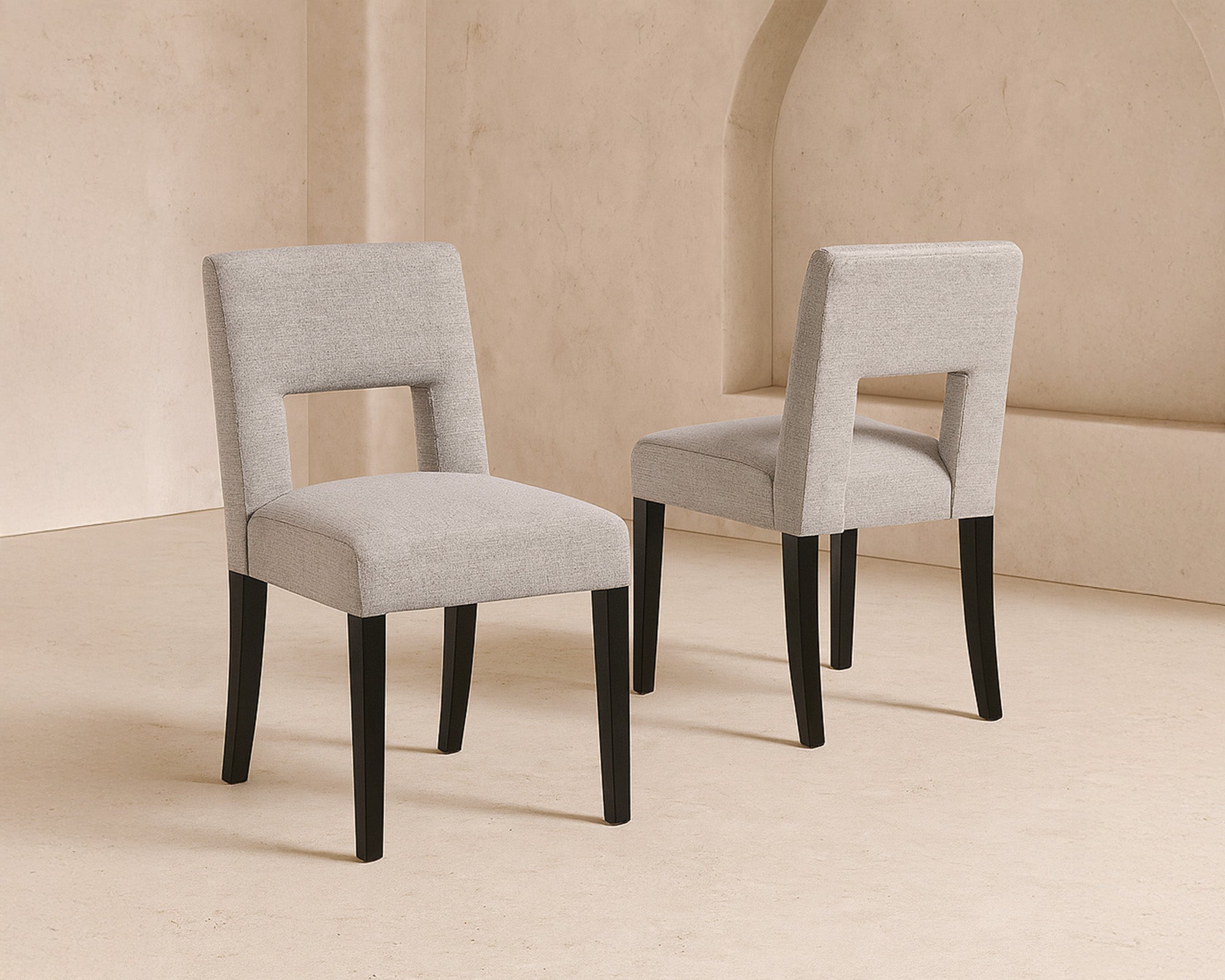 Venice Dining Chair - Ash Grey Chenille (set of 2)