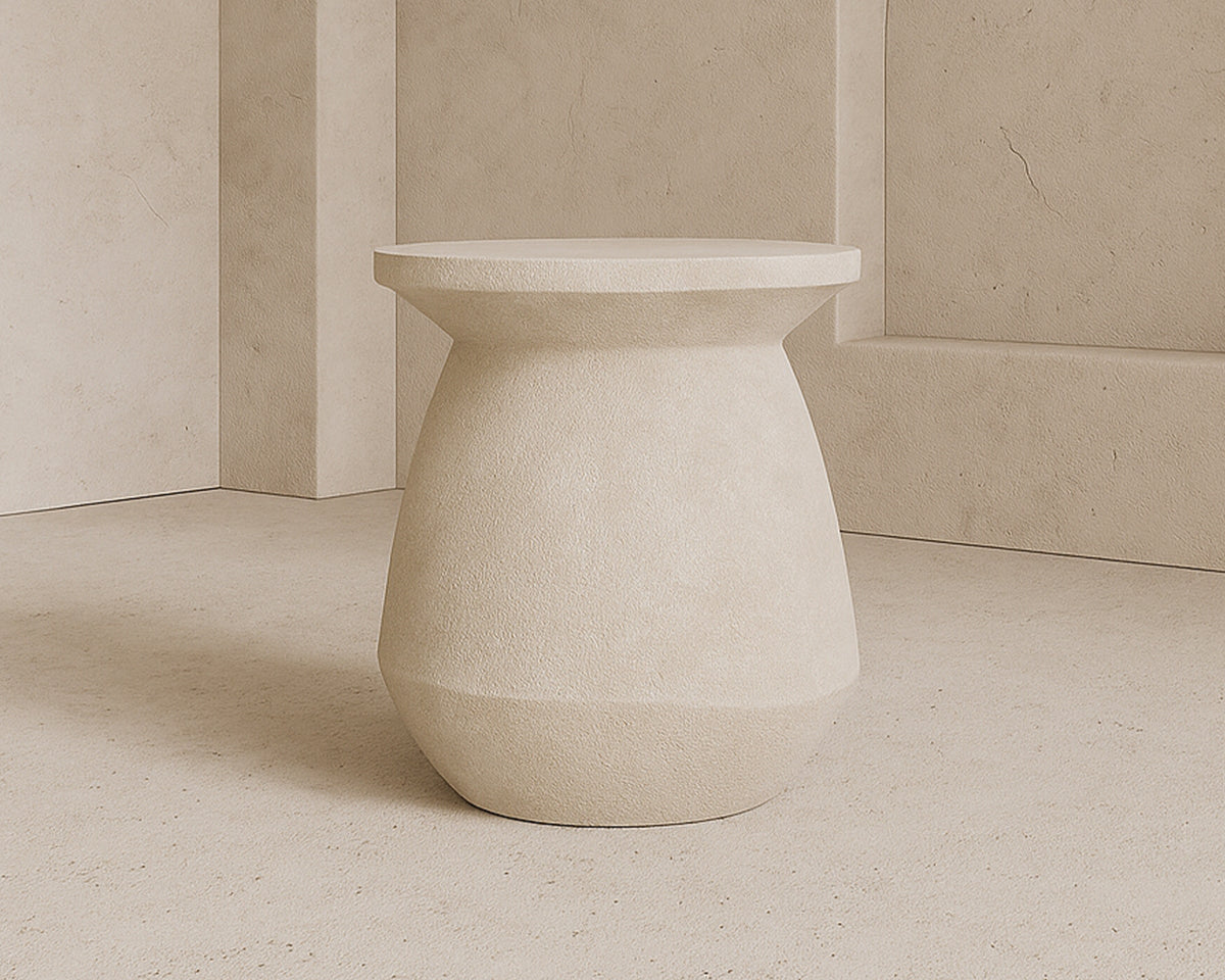 Poki Side Table  - Ivory Stucco