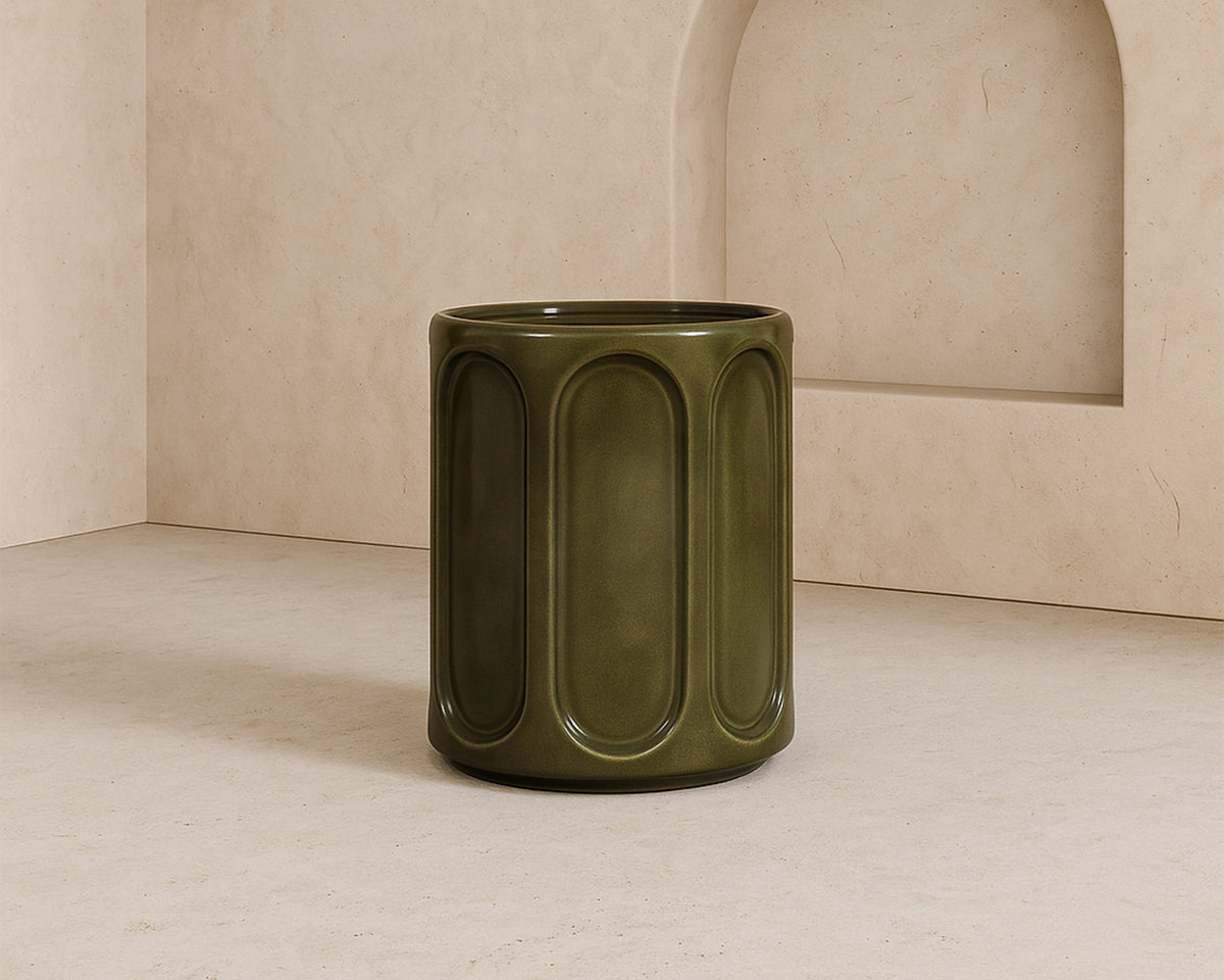 Oka Side Table  - Olive Glazed