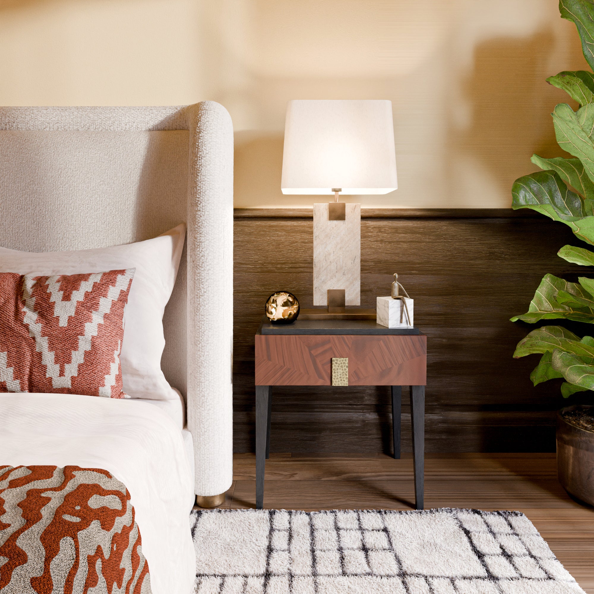 Beverly Bedside Table - Brown Wood