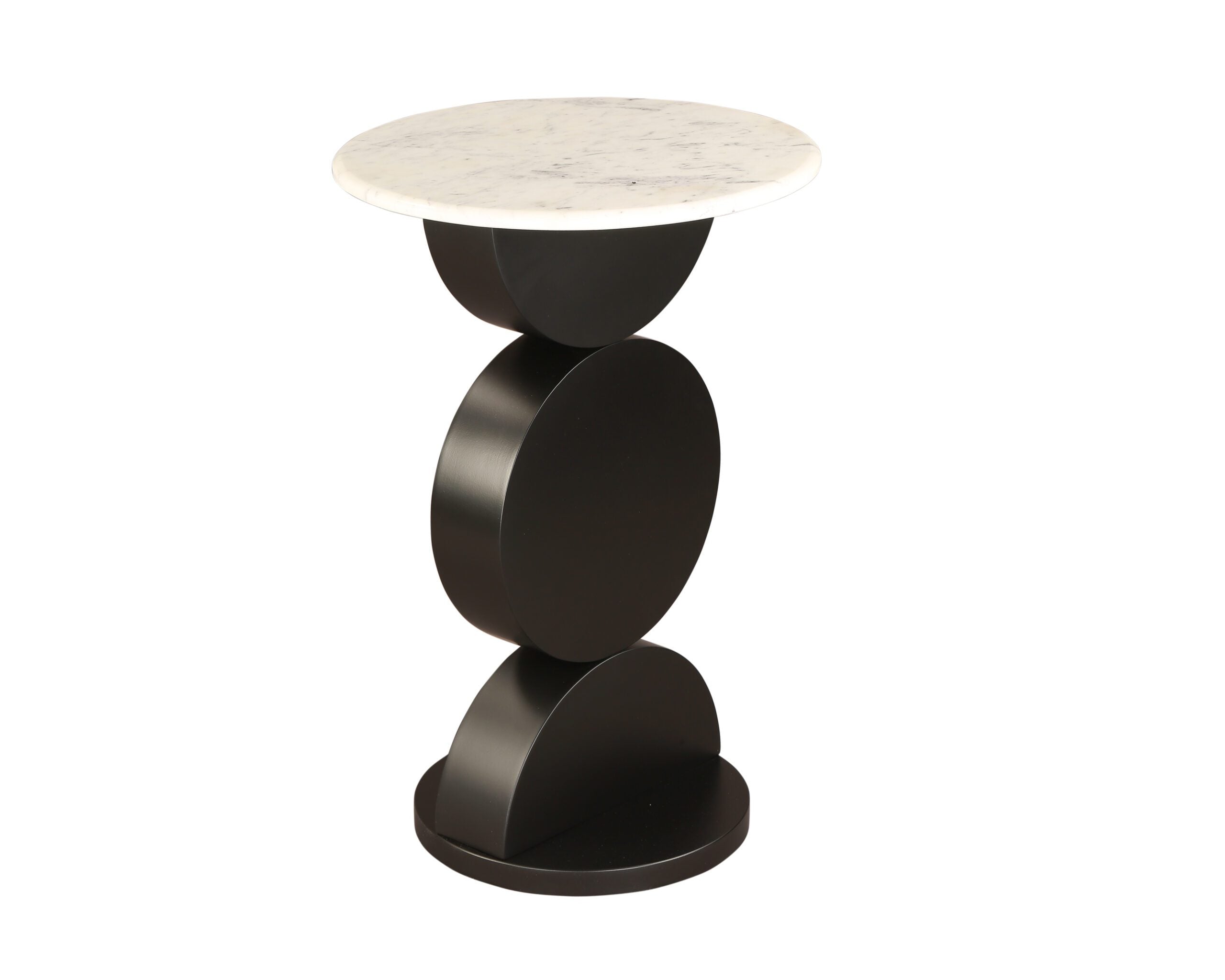 Pop 1 Side Table - Matt Black/White Marble