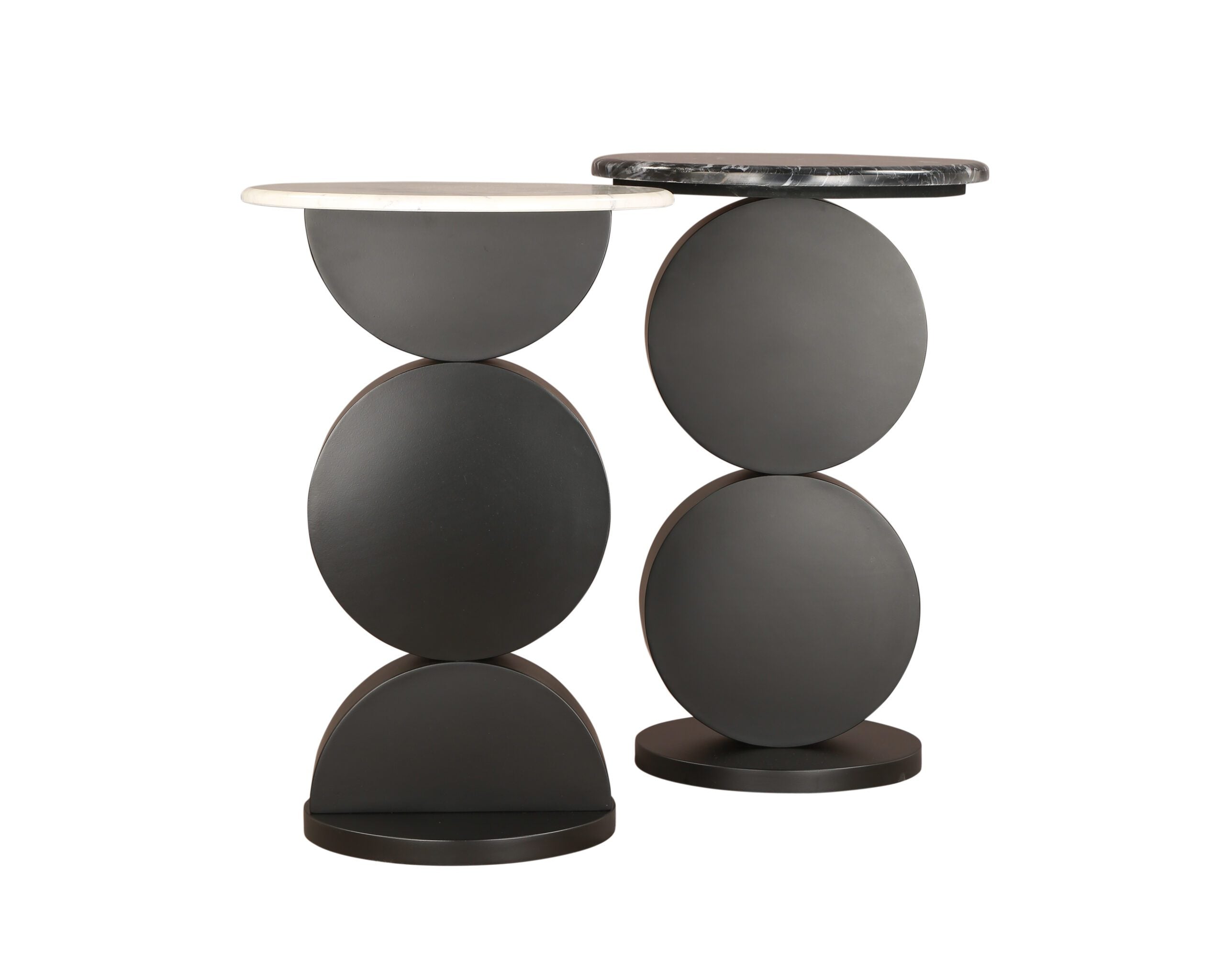 Pop 1 Side Table - Matt Black/White Marble