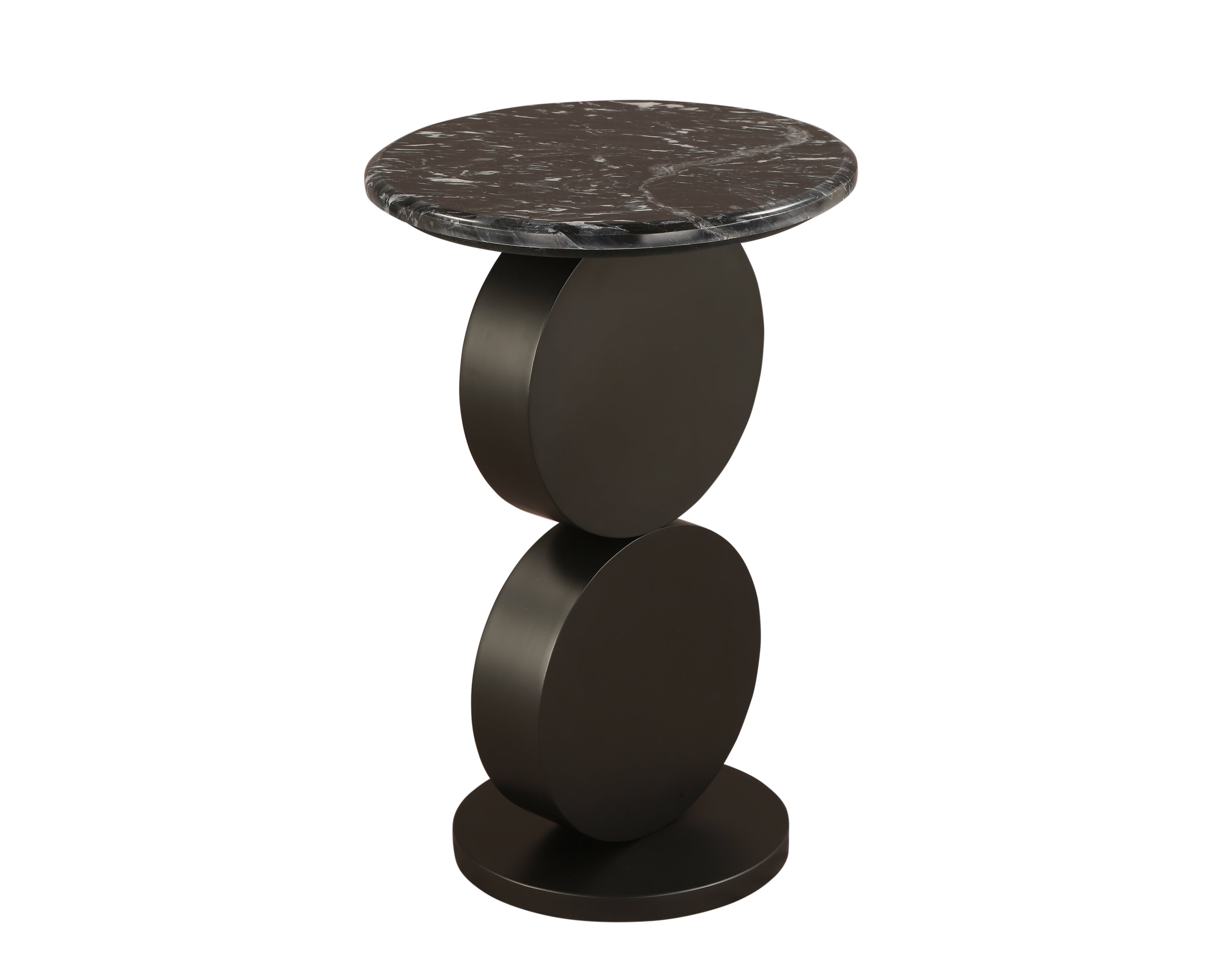 Pop 2 Side Table - Matt Black/Black Marble