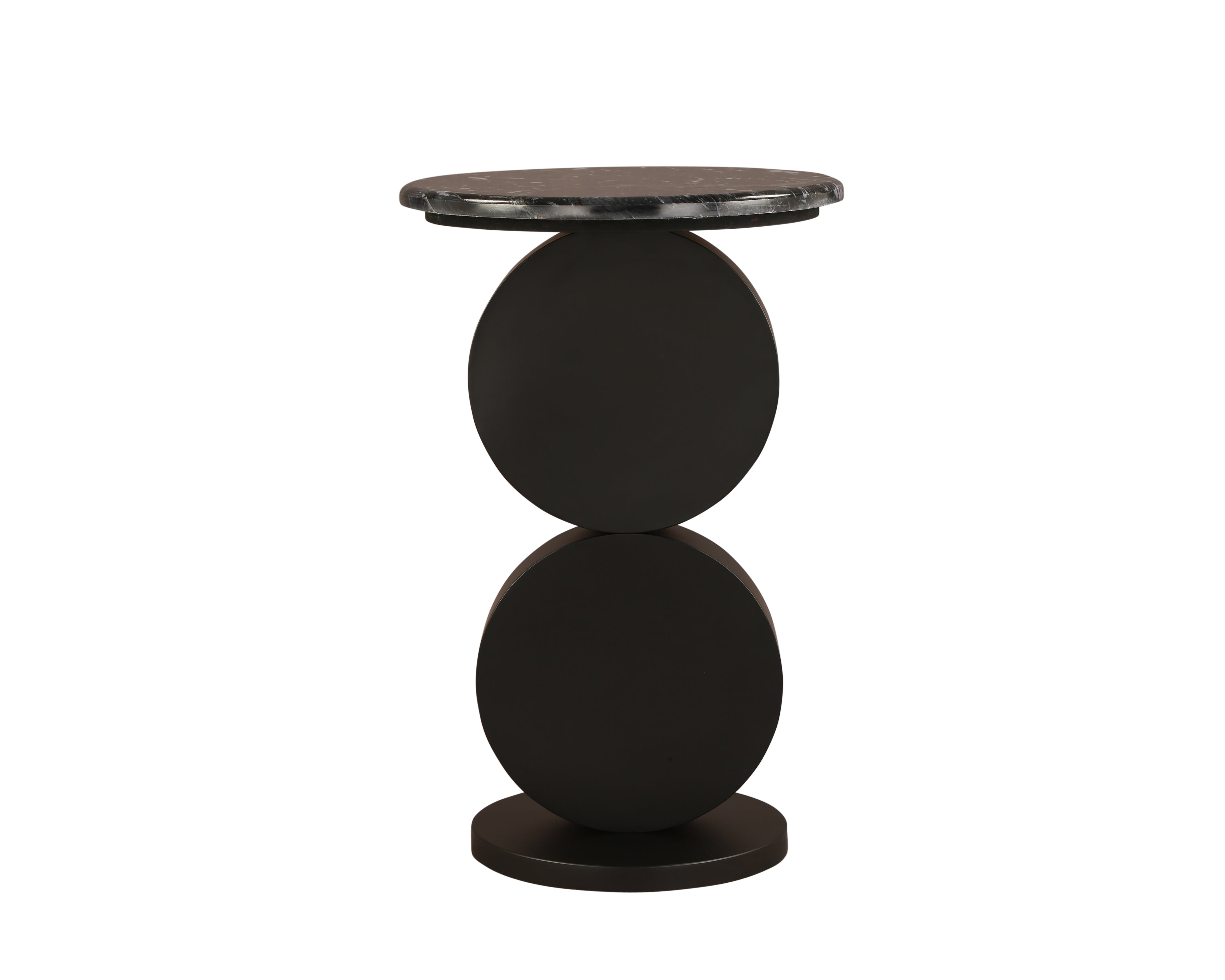 Pop 2 Side Table - Matt Black/Black Marble