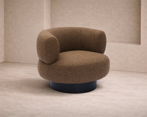 Redeo Swivel Occasional Chair - Capella Fennel Seed | Matt Black Metal (Crib 5)
