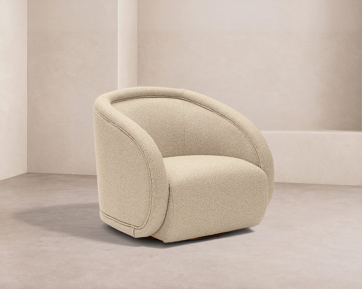 Alice Swivel Occasional Chair - Capella Sand (Crib 5) | Matt Black Metal