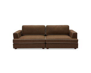 Cameron Sofa - Capella Fennel Seed with Capella Sand Piping | Dark Brown Solid Wood (Crib 5)