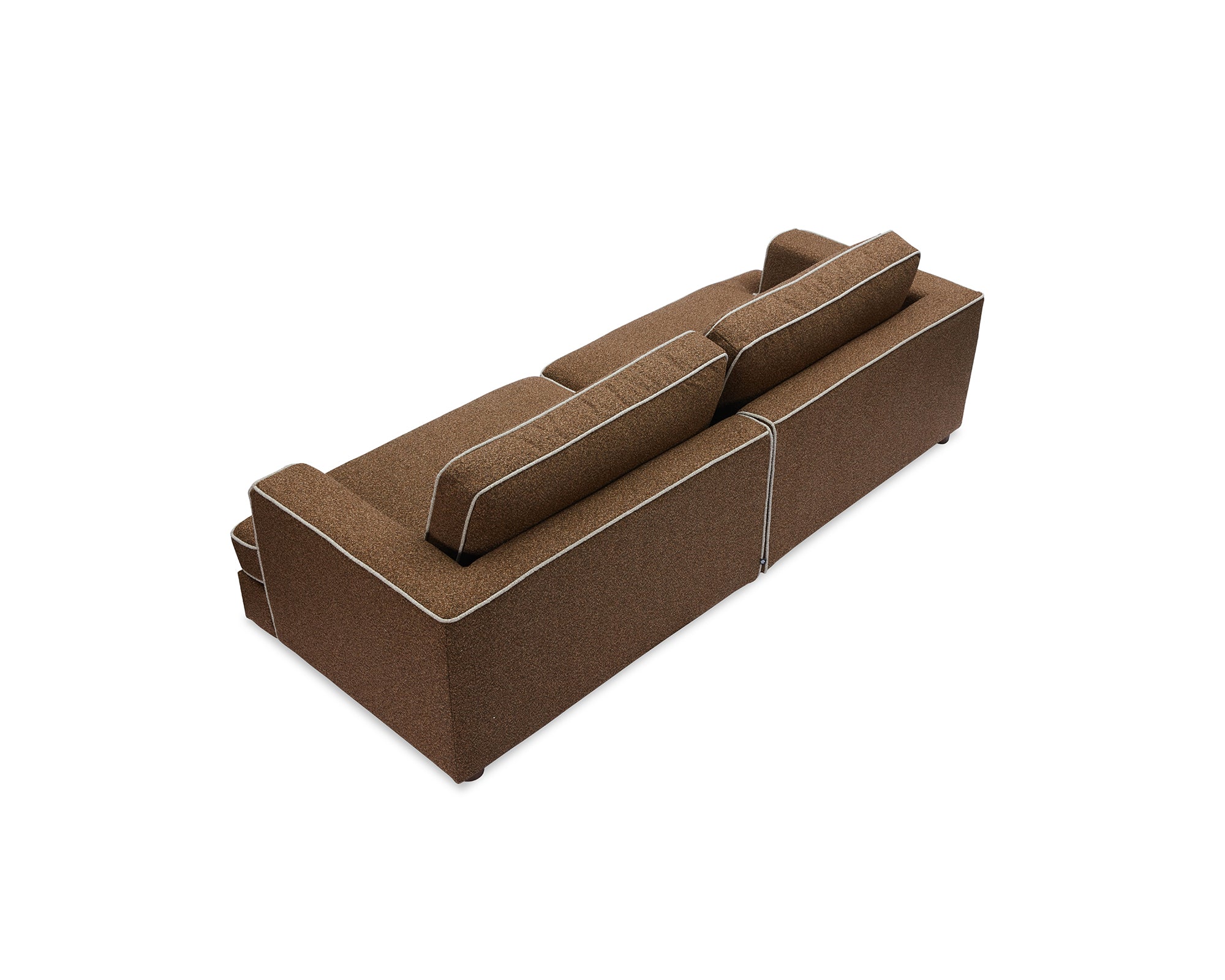 Cameron Sofa - Capella Fennel Seed with Capella Sand Piping | Dark Brown Solid Wood (Crib 5)