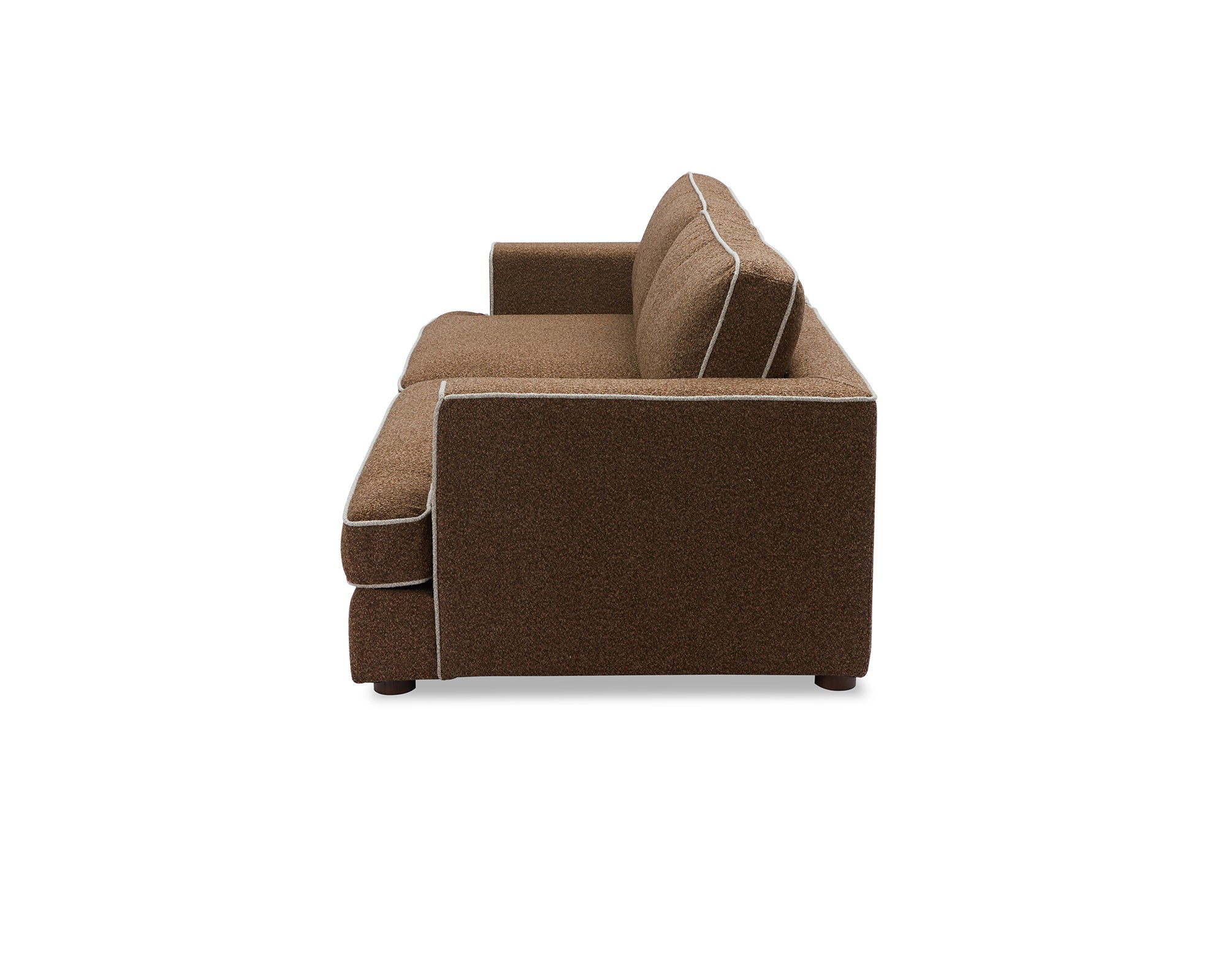 Cameron Sofa - Capella Fennel Seed with Capella Sand Piping | Dark Brown Solid Wood (Crib 5)