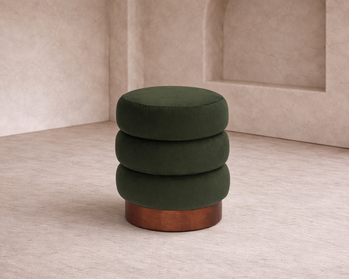 Trace Footstool - Hopper Moss | Mid Brown Oak Sold Wood (Crib 5)