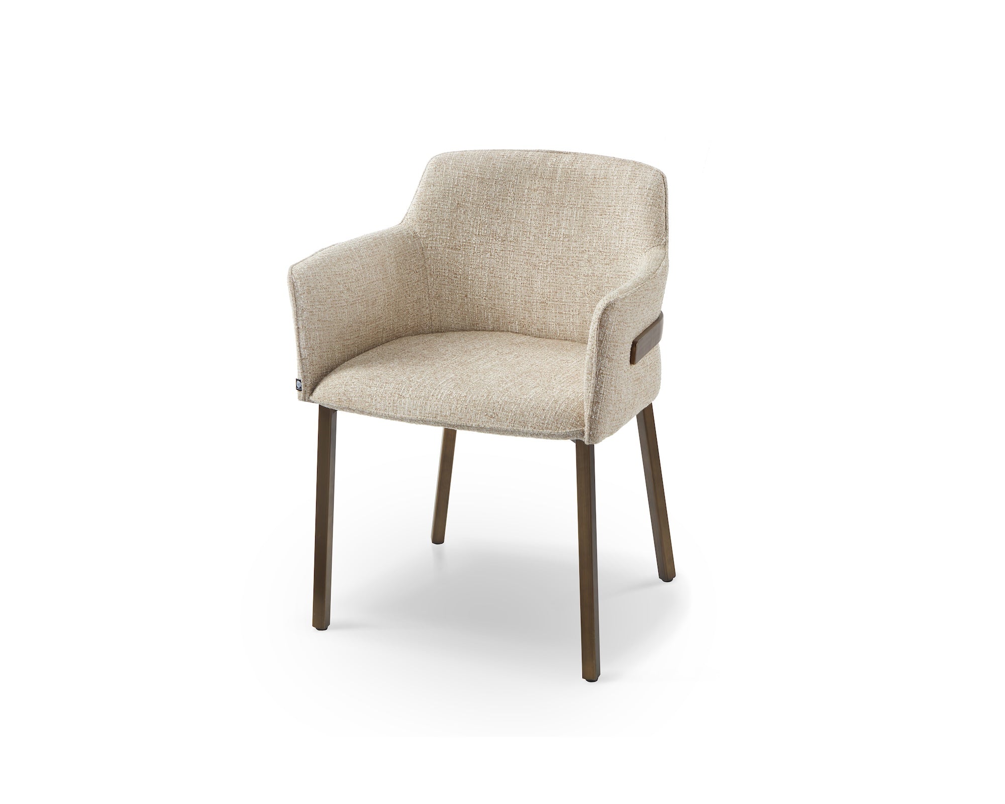 Tessa Dining Chair (set of 2) - (Crib 5) Field Beige Fabric & Hairline Antique Brass