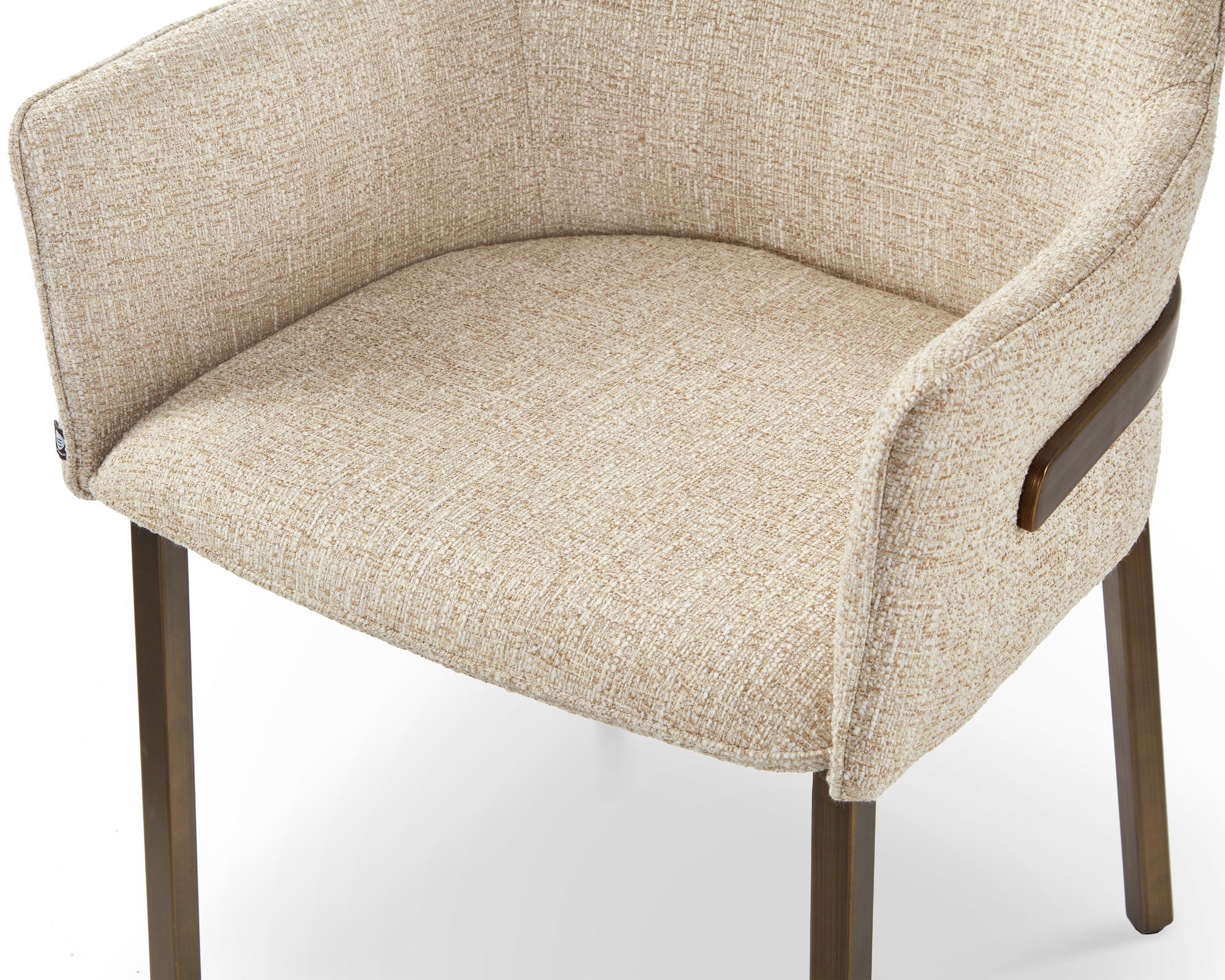 Tessa Dining Chair (set of 2) - (Crib 5) Field Beige Fabric & Hairline Antique Brass