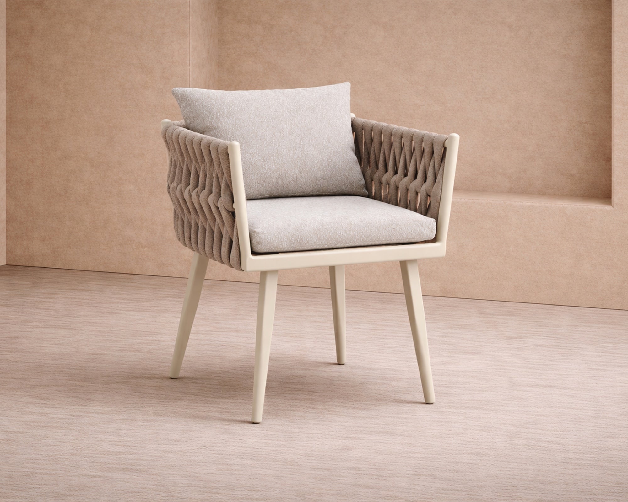 Charly Outdoor Dining Chair - (Crib 5) Forest Beige & Warm Ivory
