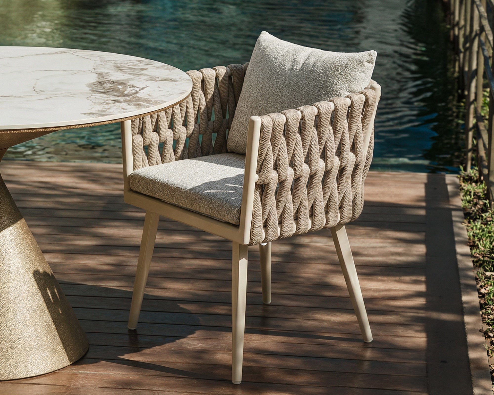 Charly Outdoor Dining Chair - (Crib 5) Forest Beige & Warm Ivory