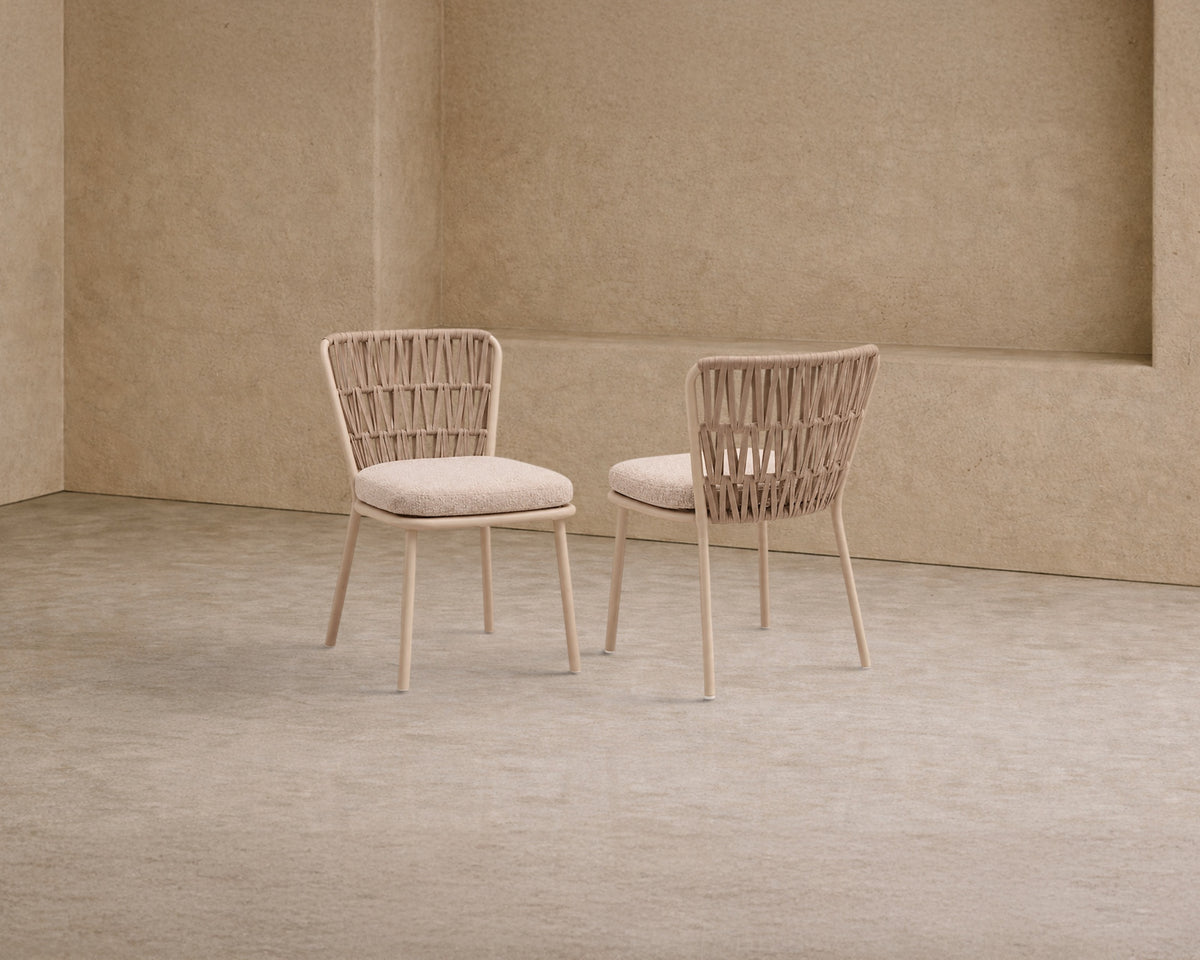 Ariana Outdoor Dining Chair (set of 2) - (Crib 5) Forest Beige & Warm Ivory