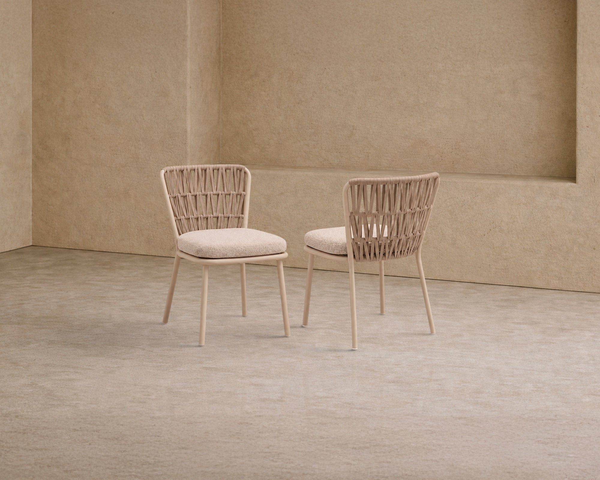 Ariana Outdoor Dining Chair (set of 2) - (Crib 5) Forest Beige & Warm Ivory
