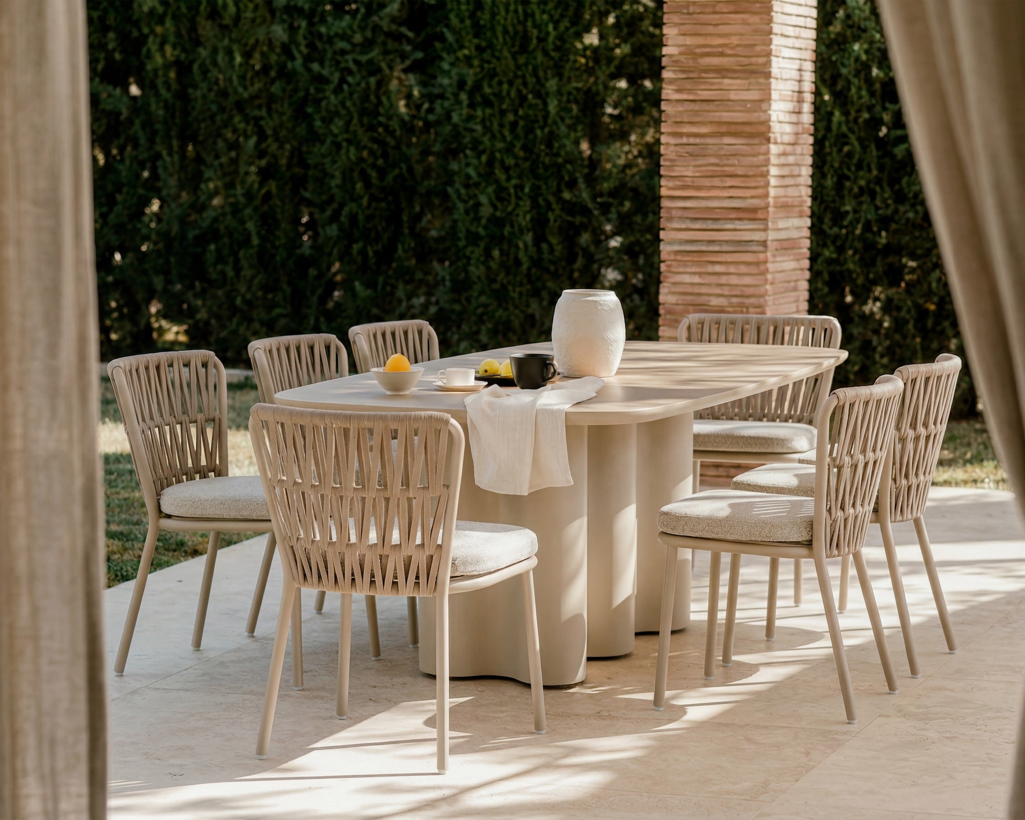 Ariana Outdoor Dining Chair (set of 2) - (Crib 5) Forest Beige & Warm Ivory