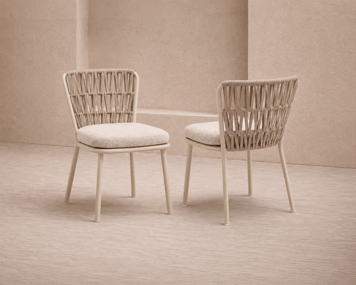 Ariana Outdoor Dining Chair (set of 2) - (Crib 5) Forest Beige & Warm Ivory