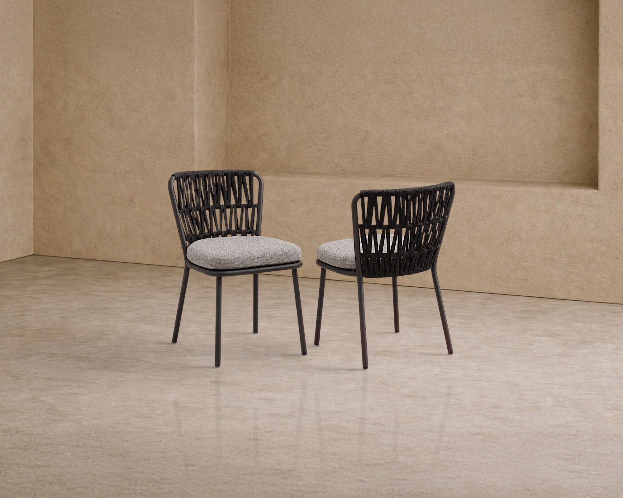 Ariana Outdoor Dining Chair (set of 2) - (Crib 5) Hunter Stone and Charcoal Grey