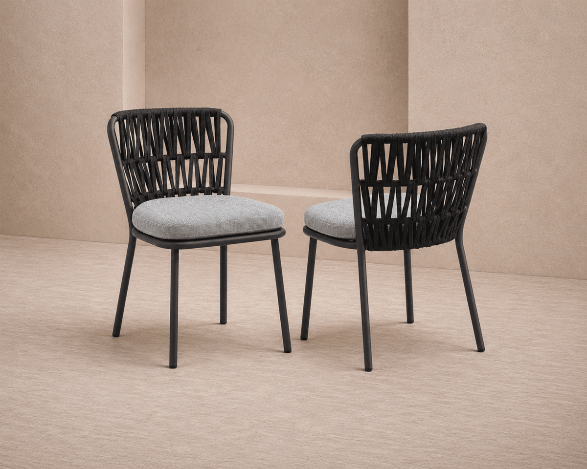 Ariana Outdoor Dining Chair (set of 2) - (Crib 5) Hunter Stone and Charcoal Grey