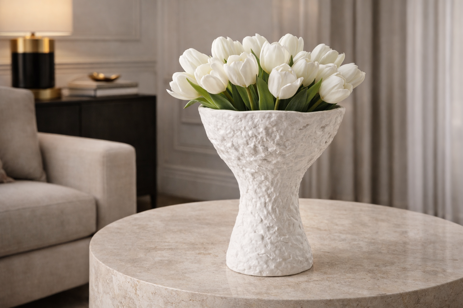 Caela Vase - White Ceramic