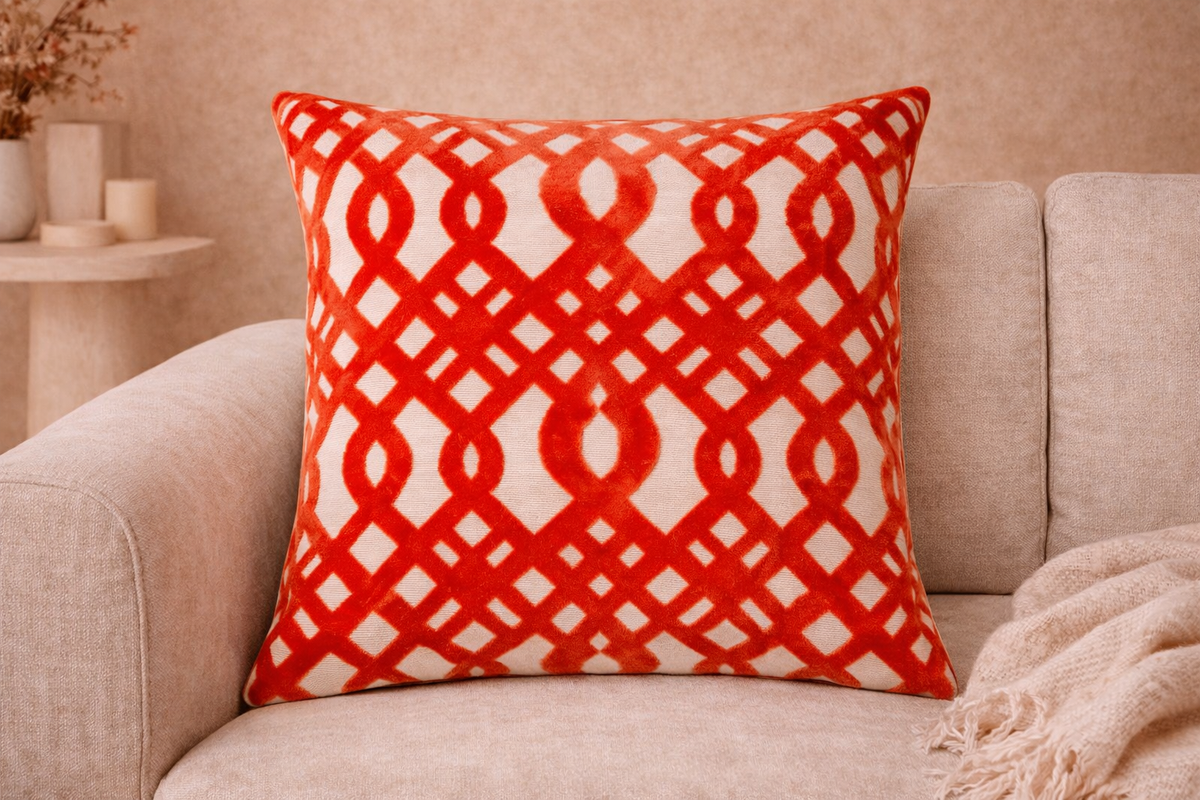 Palmbeach Pillow - Orange and White