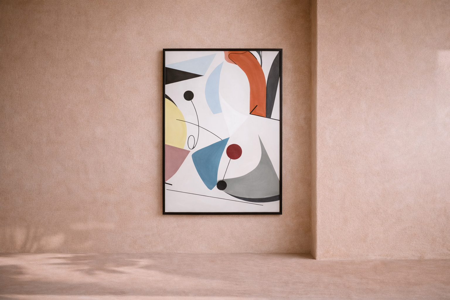 Cruz Oil Painting - Sky blue, Terracotta, Black, Deep red