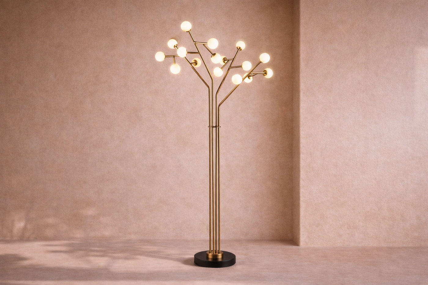 Bosco Floor Lamp - Antique Brass/White