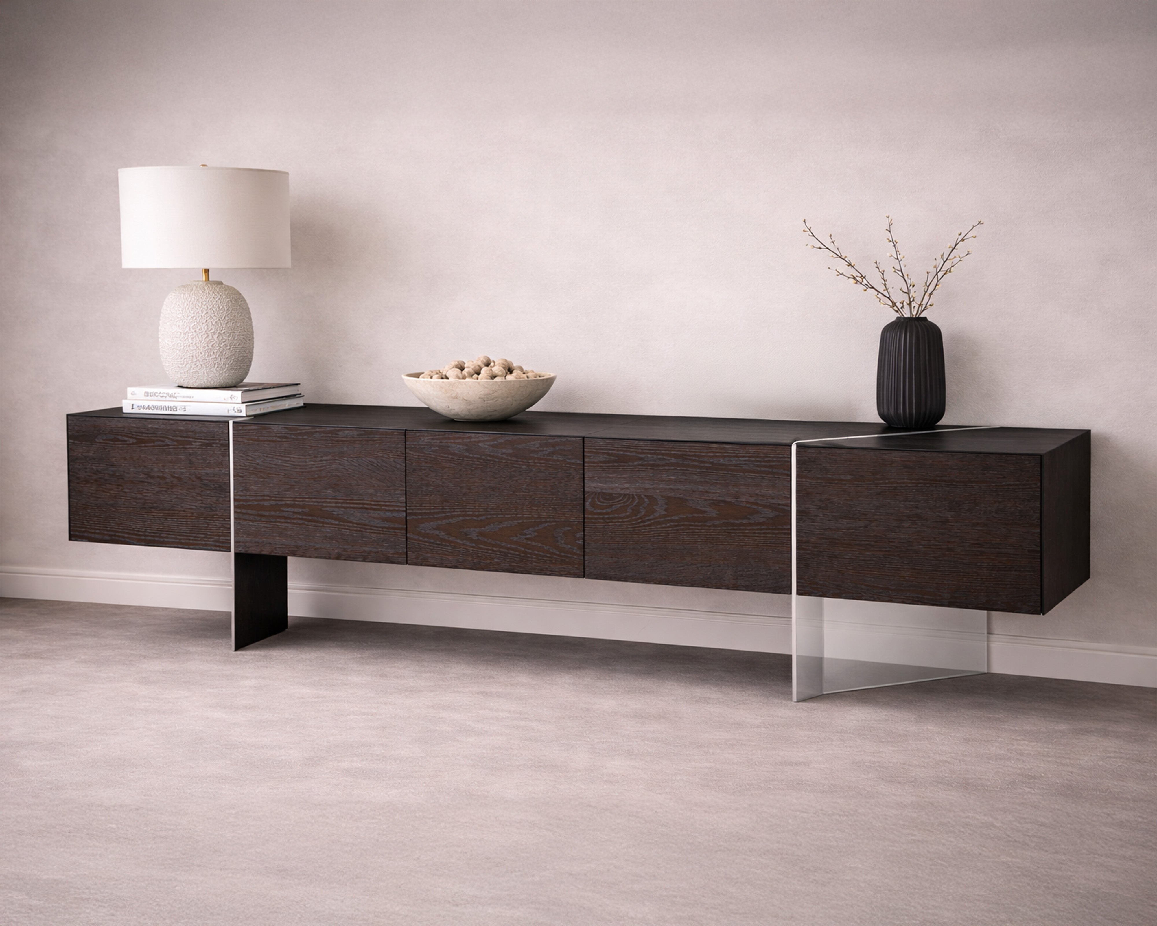 Nautilus Sideboard - Dark Fumed Oak/Polished S.S.