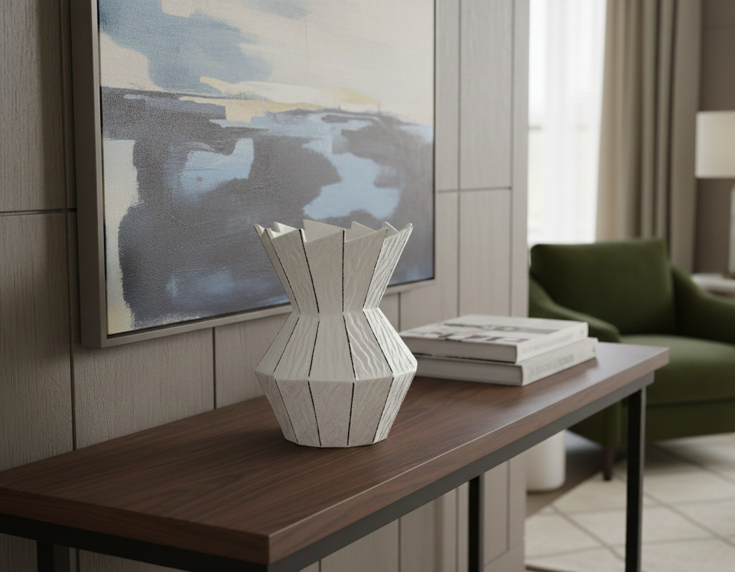 Cresta Vase - White Ceramic