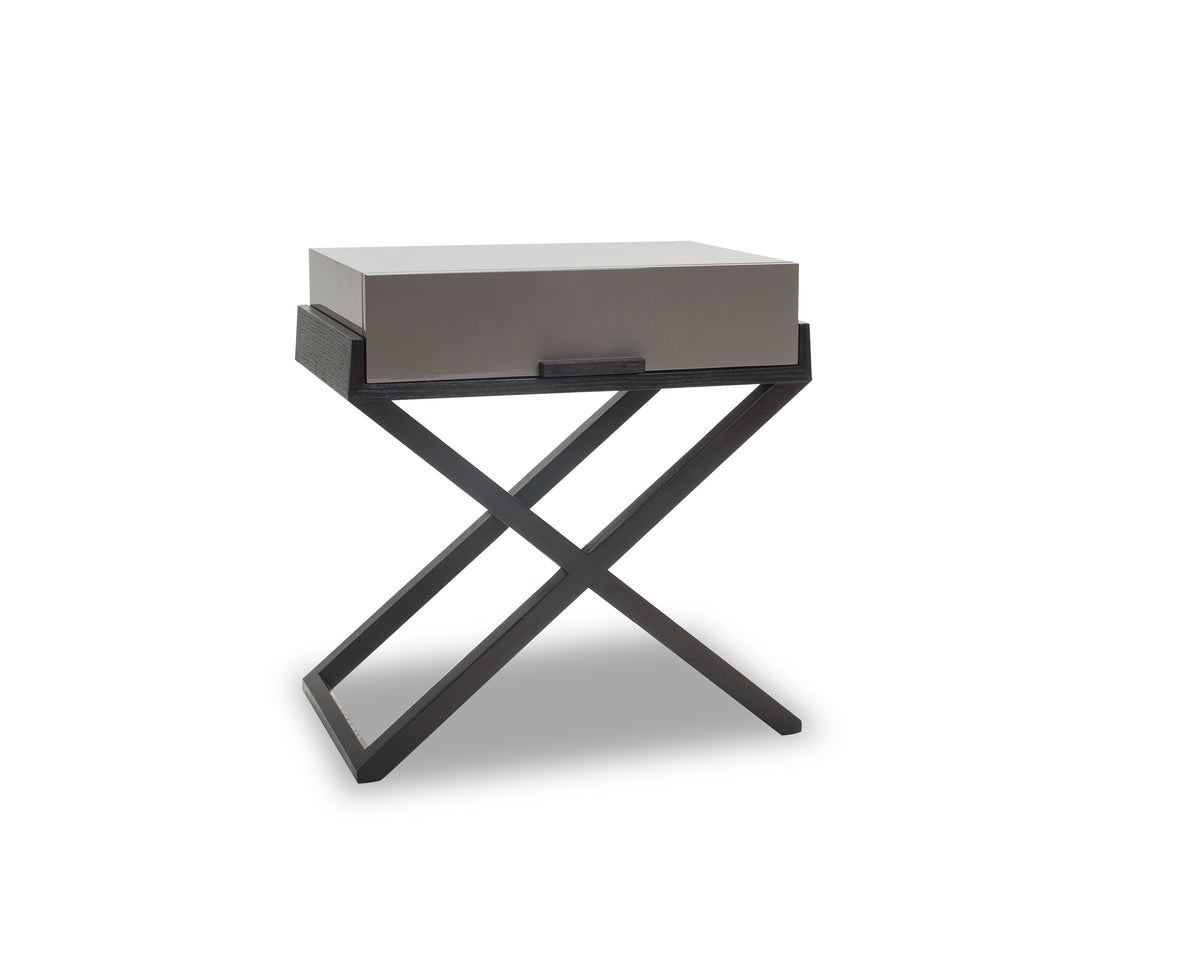 Boston Bedside Table  - Taupe High Gloss /Wenge