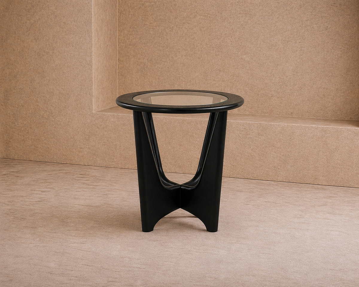 Sculpto Side Table - Clear Glass/Wenge