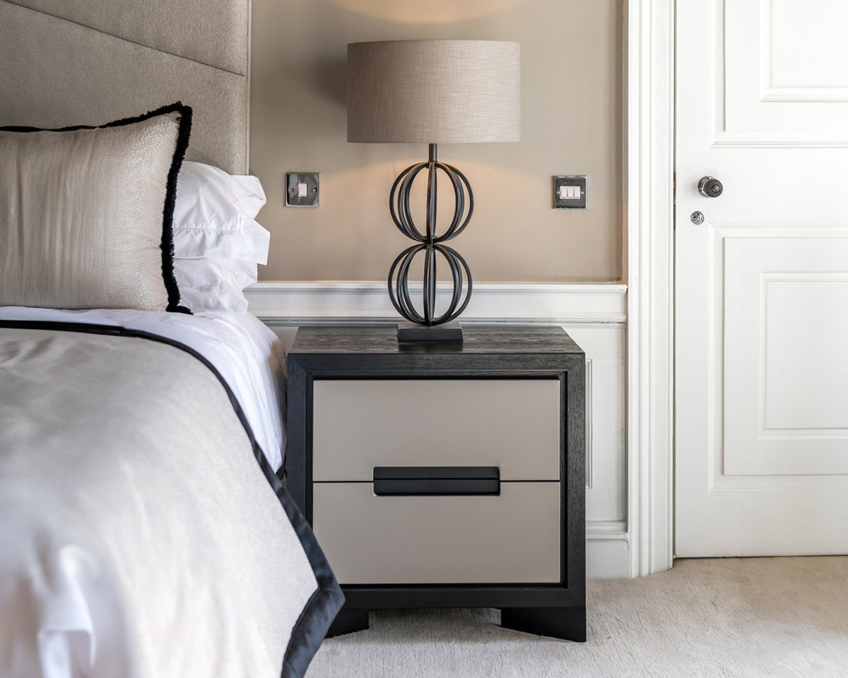 Ardel Bedside Table  - Grey Leather Look/Wenge