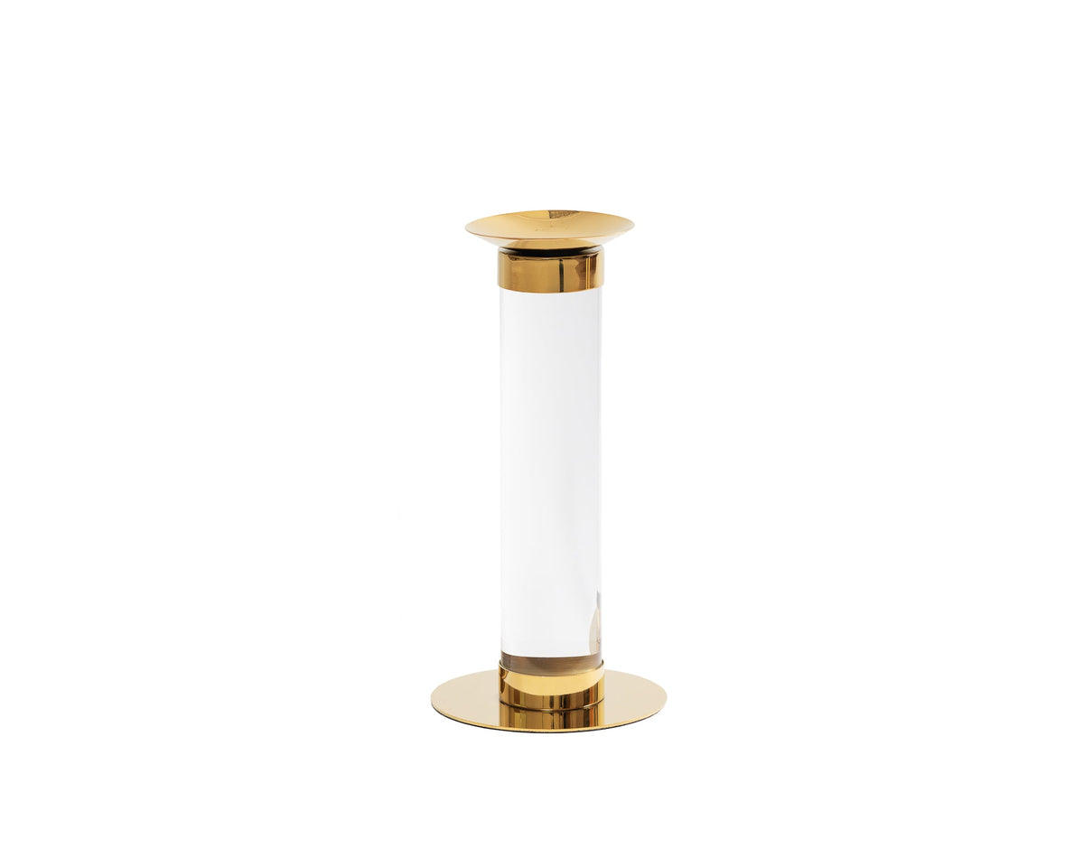 Pillar Candle Holder (Small) - Polished Brass Finish and Acrylic