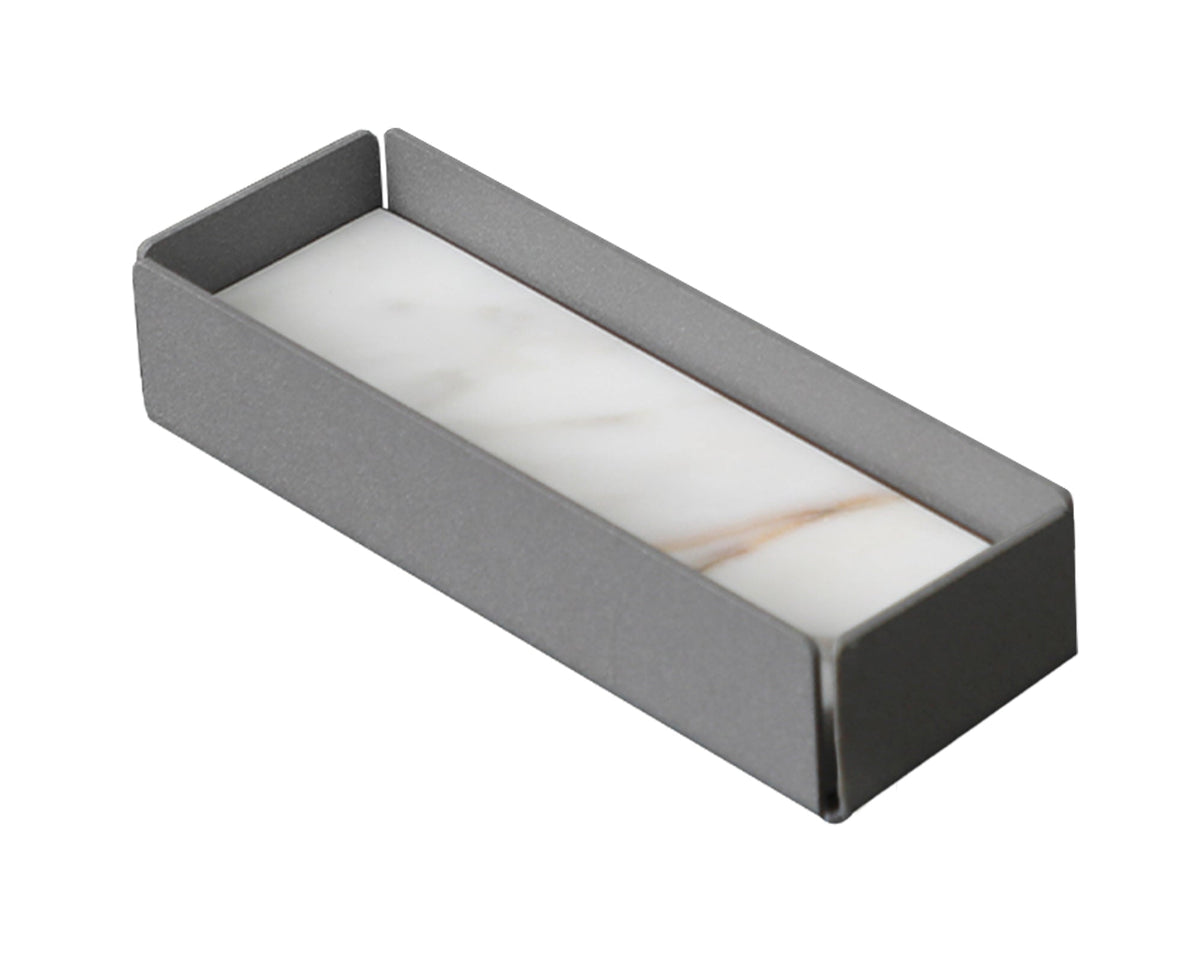 Tyne III Tray - Iron, White Marble