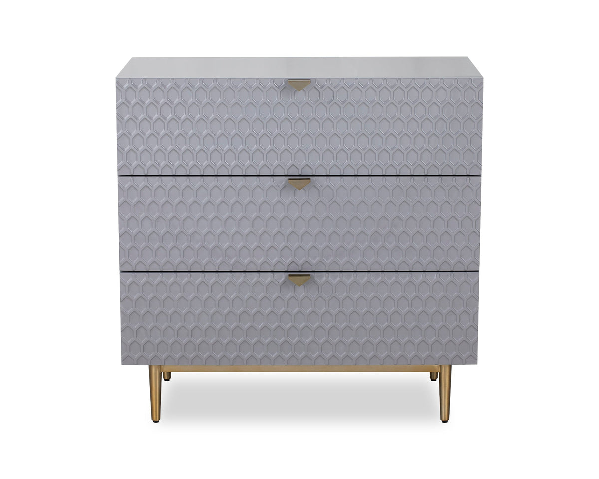 Bolero Chest Of Drawers  -  Grey High Gloss/Brushed Brass