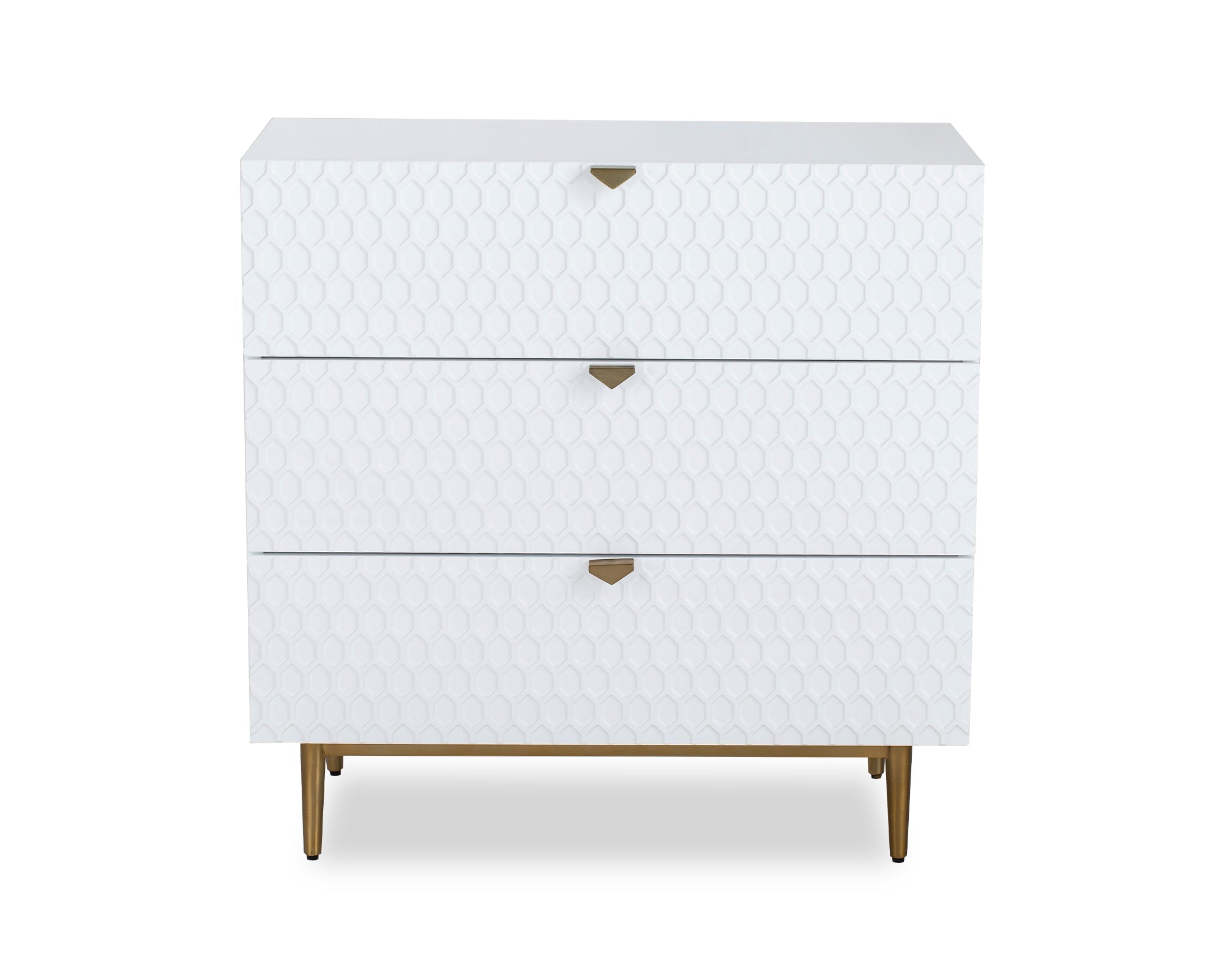 Bolero Chest Of Drawers  -  White High Gloss/Brushed Brass