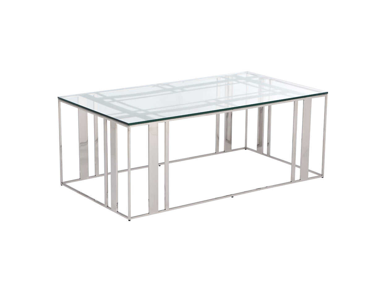 Lafayette Coffee Table - Polished Stainless Steel