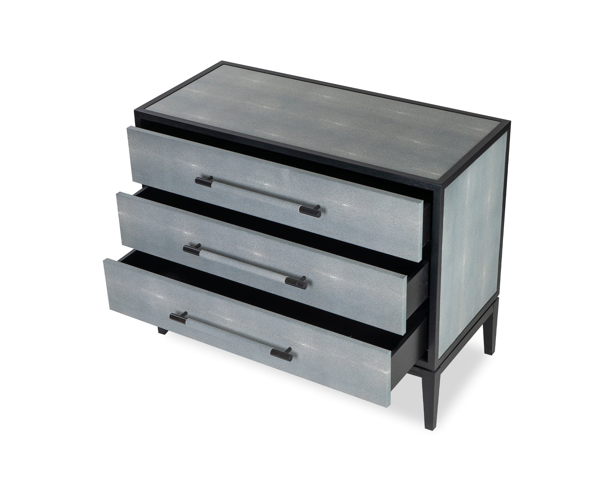 Bologna Chest Of Drawers  - Grey Leather Look/Black Ash