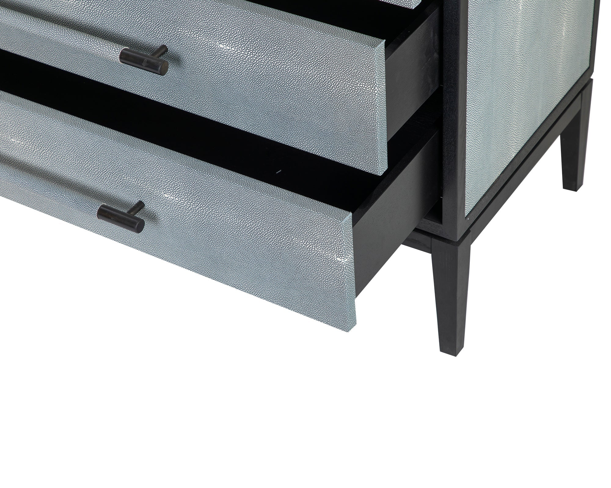 Bologna Chest Of Drawers  - Grey Leather Look/Black Ash