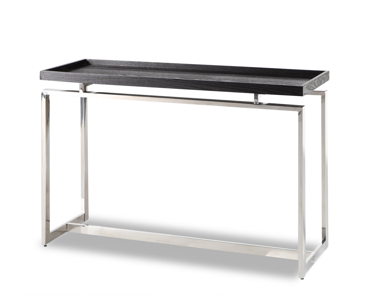 Malcom Console Table  -  Black Ash Veneer/Stainless Steel