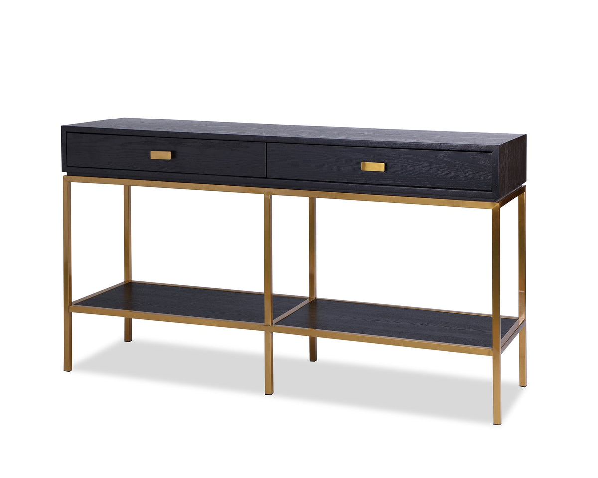 Levi Dressing Table  -  Black Ash Veneer/Brushed Brass