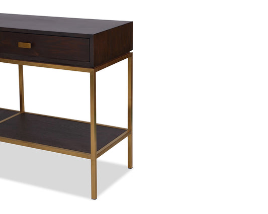 Levi Dressing Table  -  Chocolate Brown Ash Veneer & Brushed Brass