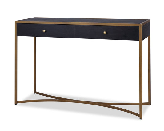 Rivoli Dressing Table  -  Black Ash Veneer/Brass Painted