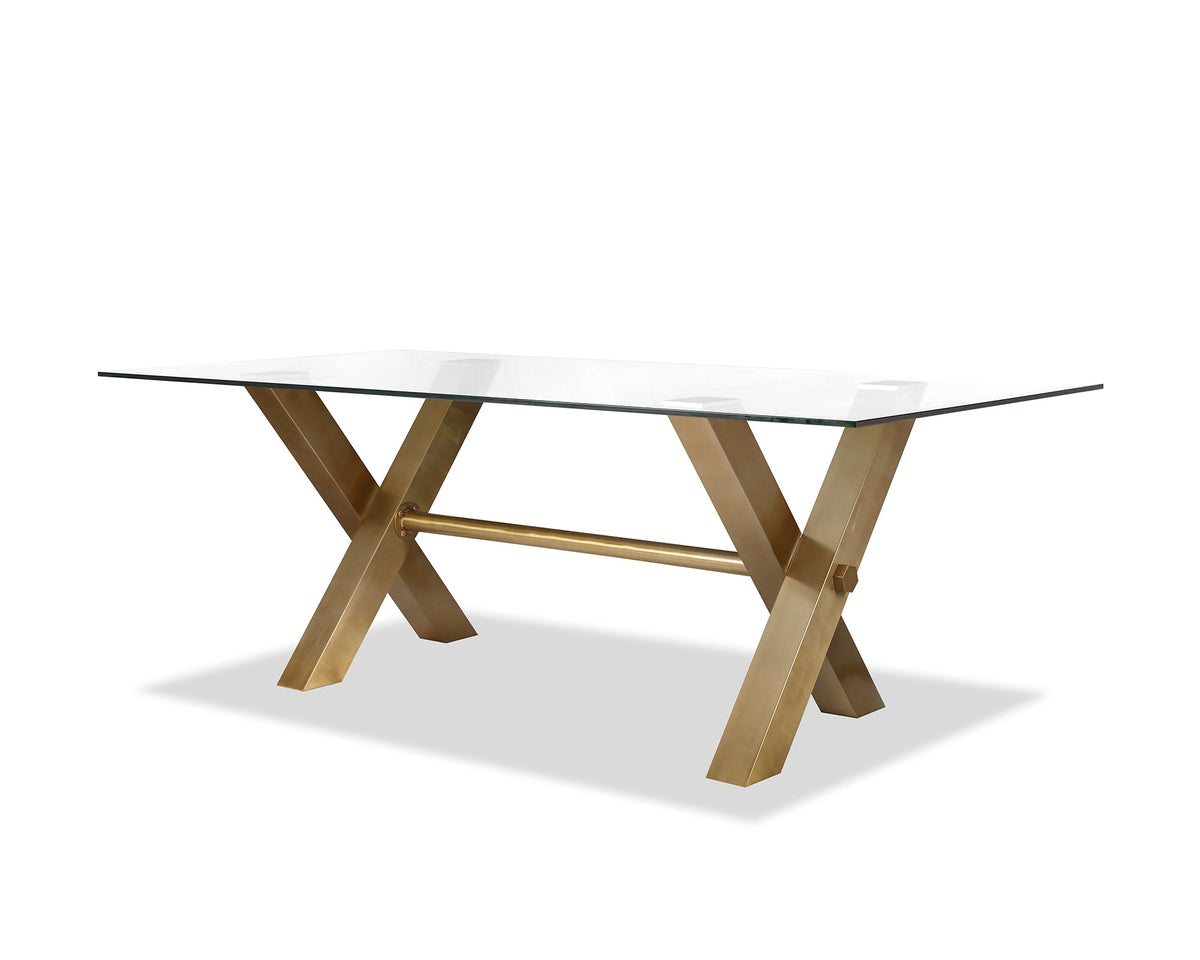 Zaha Dining Table  - Clear Glass/Brushed Brass