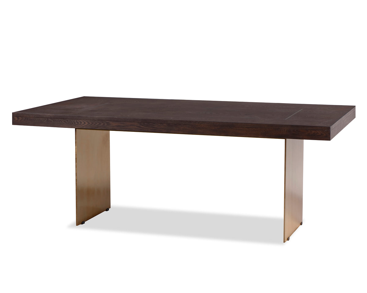 Unma Dining Table - Dark Brown Ash/Dark Brass