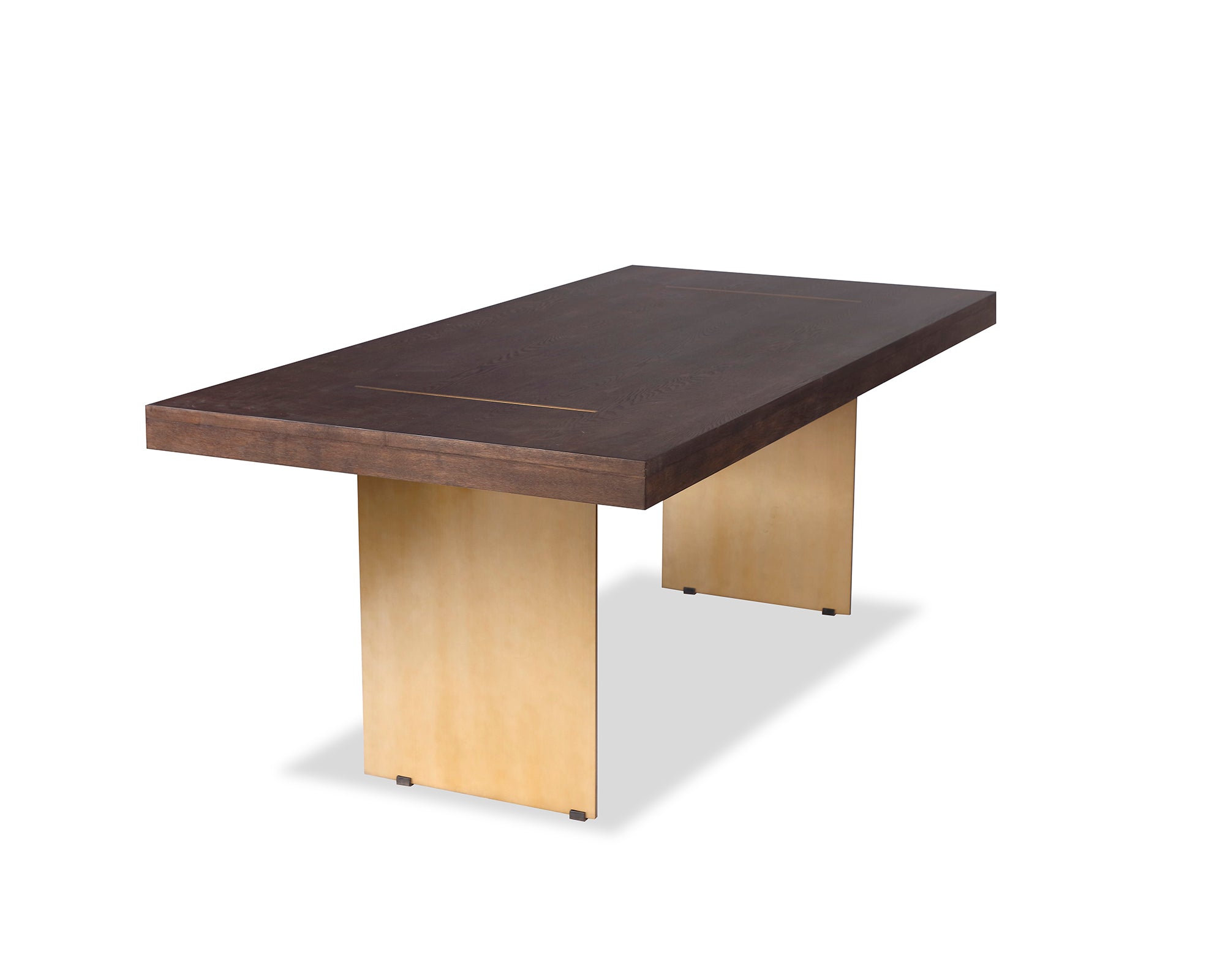 Unma Dining Table - Dark Brown Ash/Dark Brass