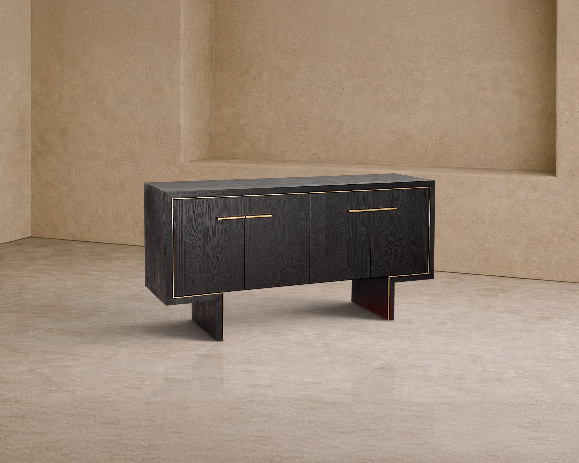Tigur Sideboard - Black Ash Veneer/Polished Brass