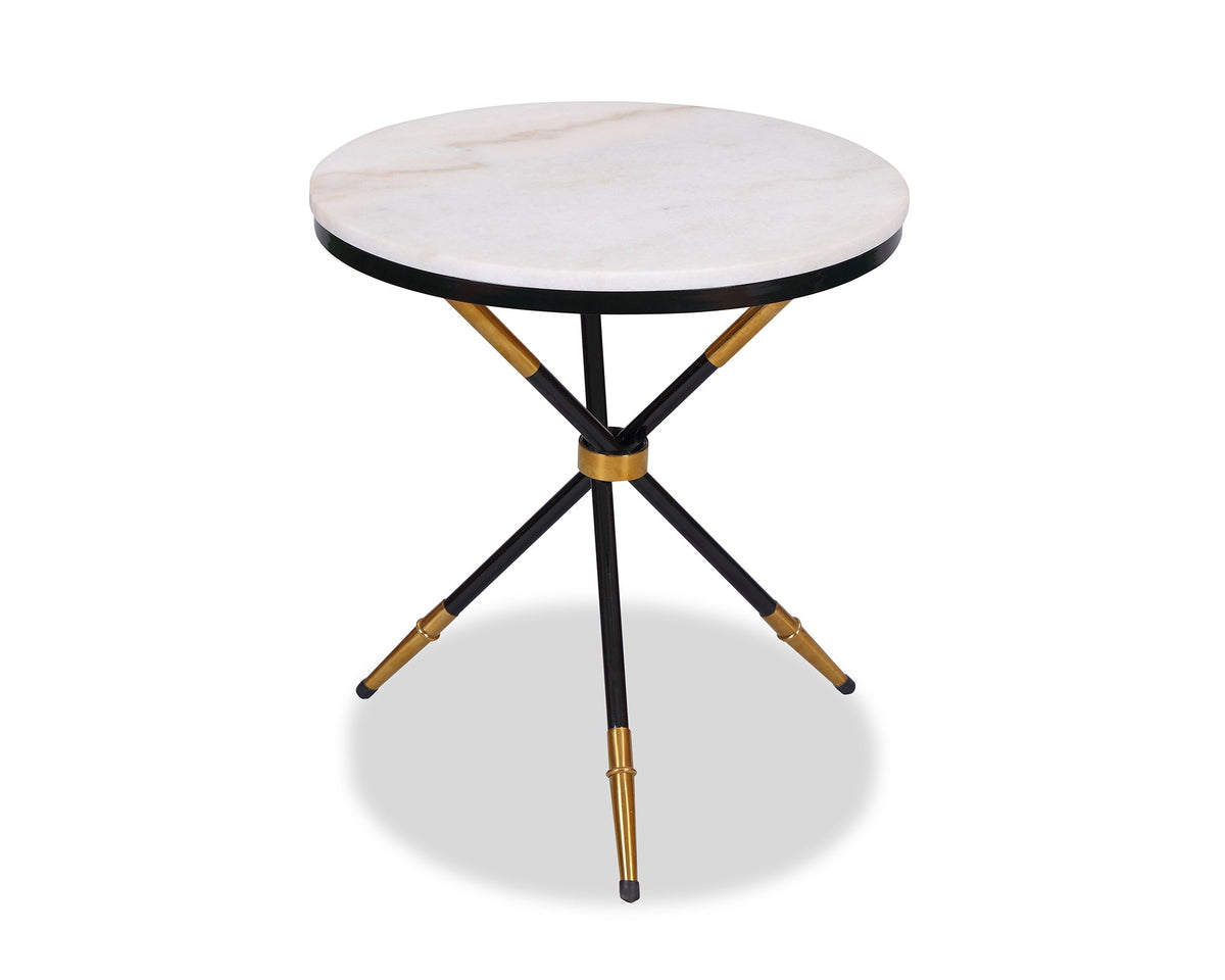 Eton Side Table  - White Marble/Black High Gloss Metal